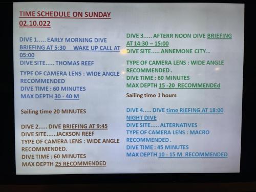Diving Schedule Day 2